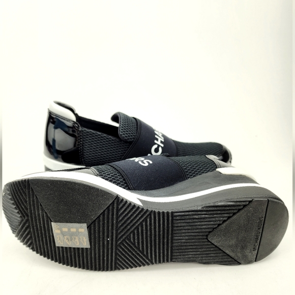 Michael Kors Felix Trainer Platform Wedge New Scuba Black MK Print - Picture 7 of 7